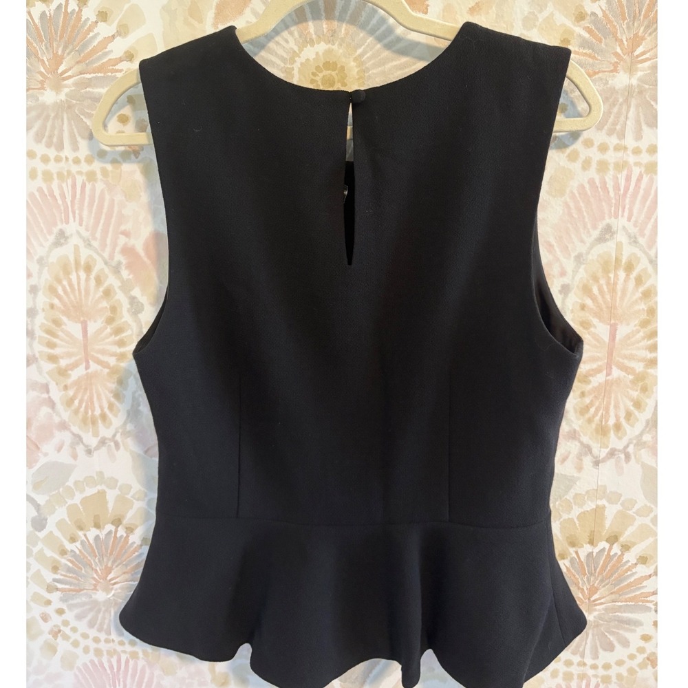 NWT Joie Jourdine Black 100% Wool Peplum Top Sleeveless Blouse | L - Picture 4 of 8
